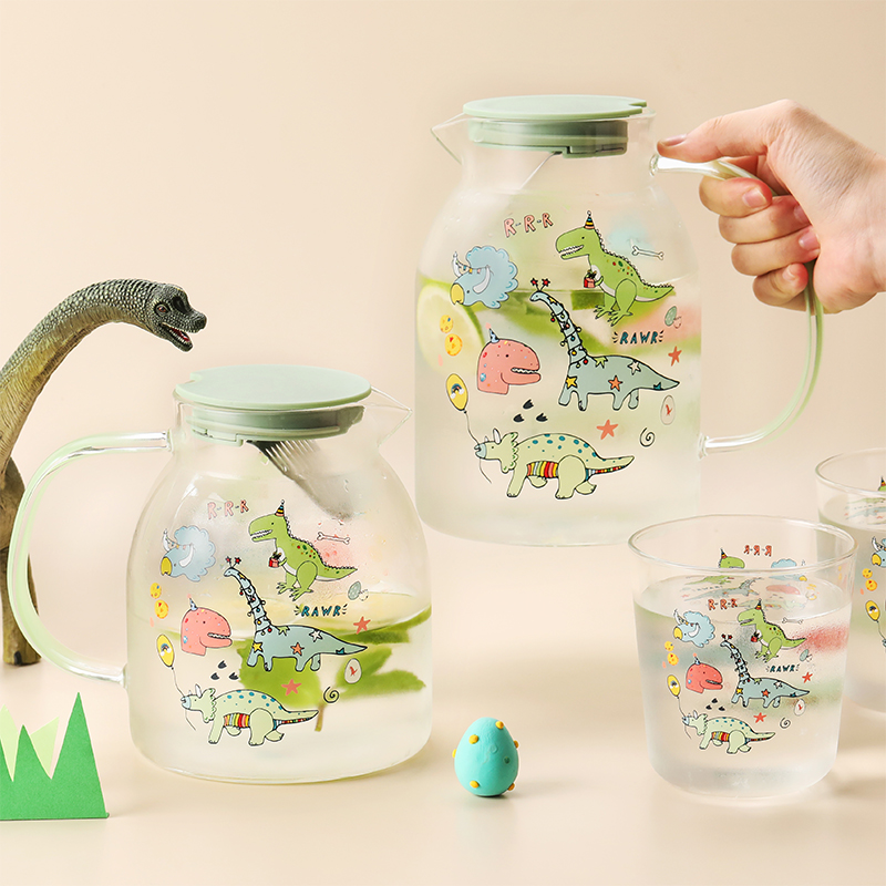 蓝莲花过滤高颜值大容量玻璃水壶