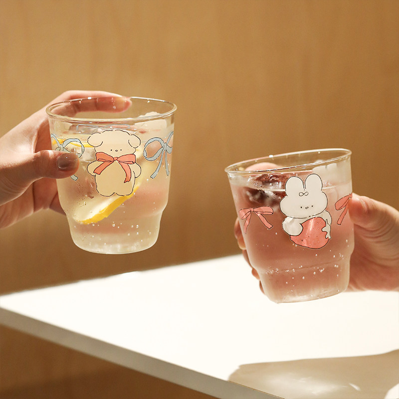 蓝莲花高颜值玻璃杯情侣水杯女生个人冷饮杯子办公室高硼硅耐高温,餐饮具,玻璃杯,淘宝优惠券,粉丝福利购,淘宝优惠卷