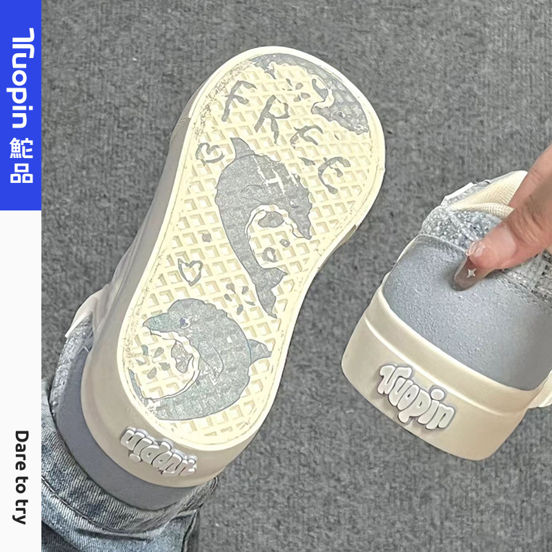 鮀品许愿派板鞋女春季新款小众帆布鞋蓝色休闲运动鞋百搭面包鞋子,女鞋,休闲板鞋,淘宝优惠券,粉丝福利购,淘宝优惠卷