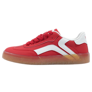 鮀品红色德训鞋女2026春季新款小白鞋运动休闲鞋美式复古T头板鞋