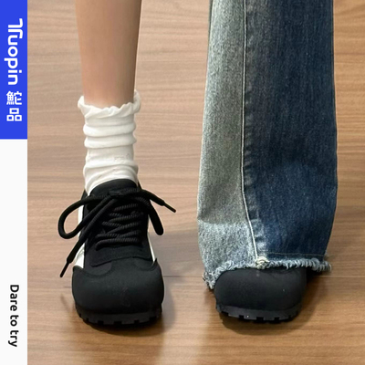 鮀品黑色德训鞋女透气百搭