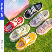 女款 红色鞋 春夏女鞋 鮀品板鞋 新款 小众原创帆布鞋 子休闲百搭面包鞋