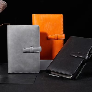 A6活页笔记本子带扣商务笔记本会议记录日记事本办公文具简约皮质