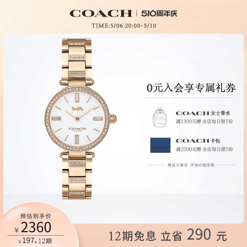 【520礼物】COACH/蔻驰PARK系列经典钢带蝴蝶扣石英女士