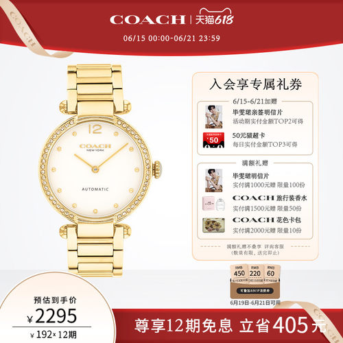 蔻驰人造水晶自动机械手表女表