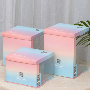 新款 盒6 12寸单双层加高定制蛋糕盒 半透明生日蛋糕盒子包装