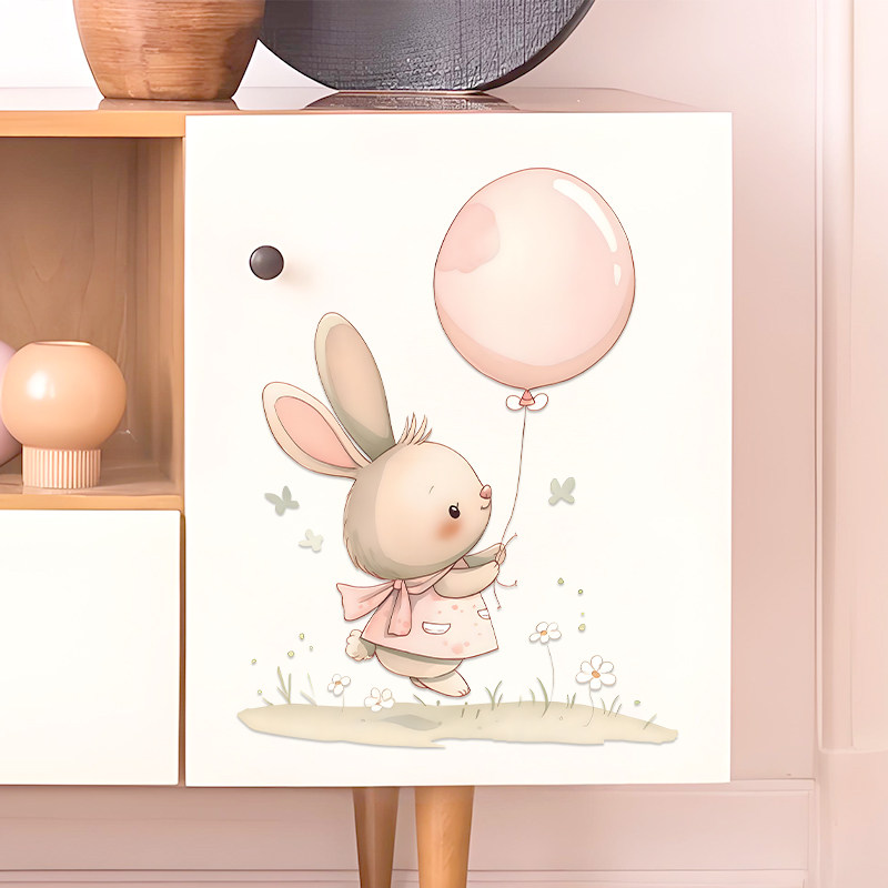 气球兔兔卡通贴纸儿童房卧室浴室柜子桌面冲水箱防水自粘瓷砖贴,家居饰品,瓷砖贴,淘宝优惠券,粉丝福利购,淘宝优惠卷