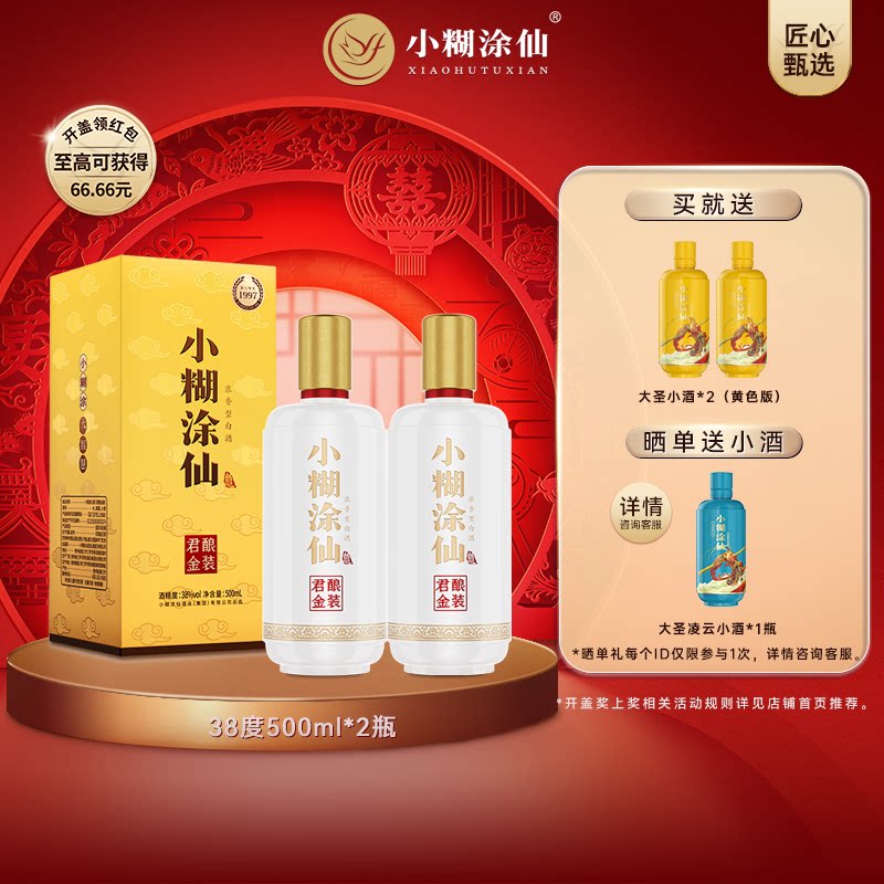 小糊涂仙（君酿金装）38度500ml*2瓶浓香型纯粮白酒送礼正品
