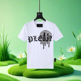 T恤菲利普普兰修身 夏季 烫钻笑脸字母半袖 pp男装 衣服 欧美潮牌修身