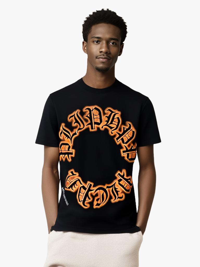 2024夏季高品pp字母印花男装菲利普修身半袖大码潮流短袖恤衫T恤