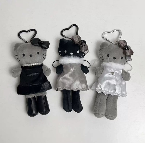 可爱长腿NIC黑碳灰天使恶魔长腿Kitty猫咪银色毛绒玩偶包挂件礼物