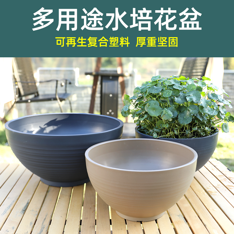 亲居多功能北欧简约塑料花盆阳台桌面大号碗莲绿萝创意加厚水培盆