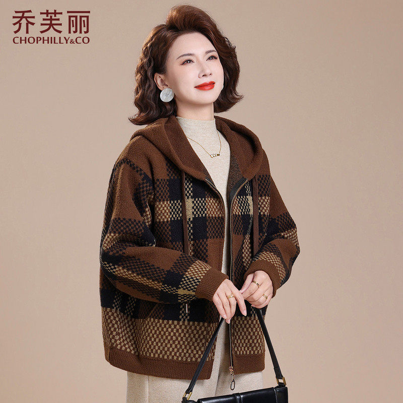 中年妈妈秋冬外套洋气大码2026新款50多岁中老年女士春装毛呢大衣