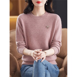 高端品牌纯羊毛衫女士毛衣冬季加厚2024新款中老年妈妈羊绒打底衫