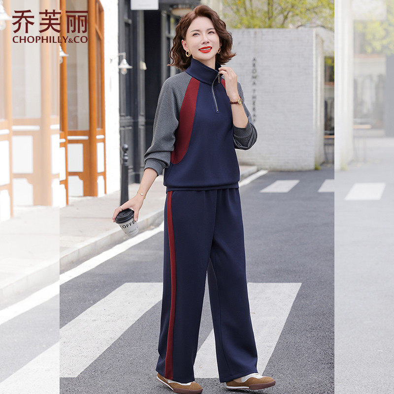 中年妈妈秋装休闲运动服套装2025新款中老年女士春秋洋气长袖卫衣
