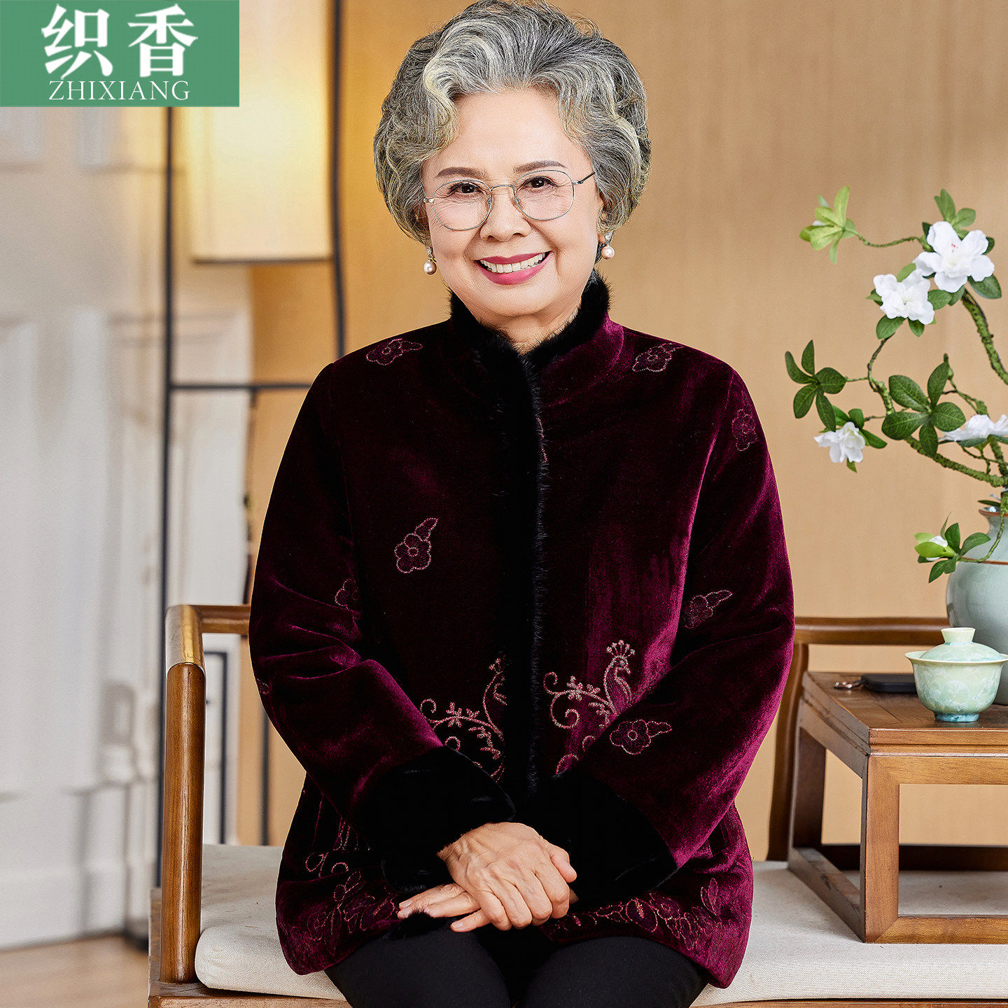 中老年人女款棉袄加绒加