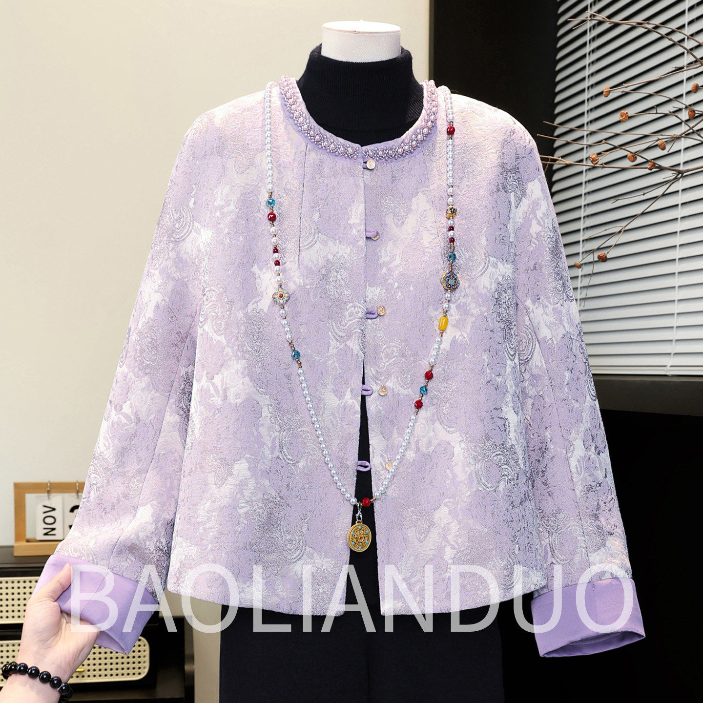 2026新款妈妈春装新中式外套中年女装国风唐装中老年印花上衣褂子