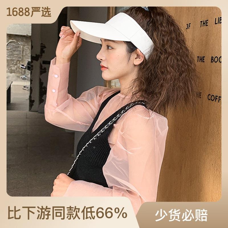 新款带帽子假发一体假发帽高马尾玉米须长卷发时尚遮阳空顶帽厂家