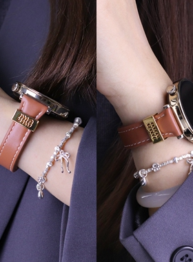 适用华为gt6手表真皮gt5表带女士四叶草轻奢钉扣watch5替换高级感女款皮质智能4pro运动gt4腕带磁吸扣gt3配件