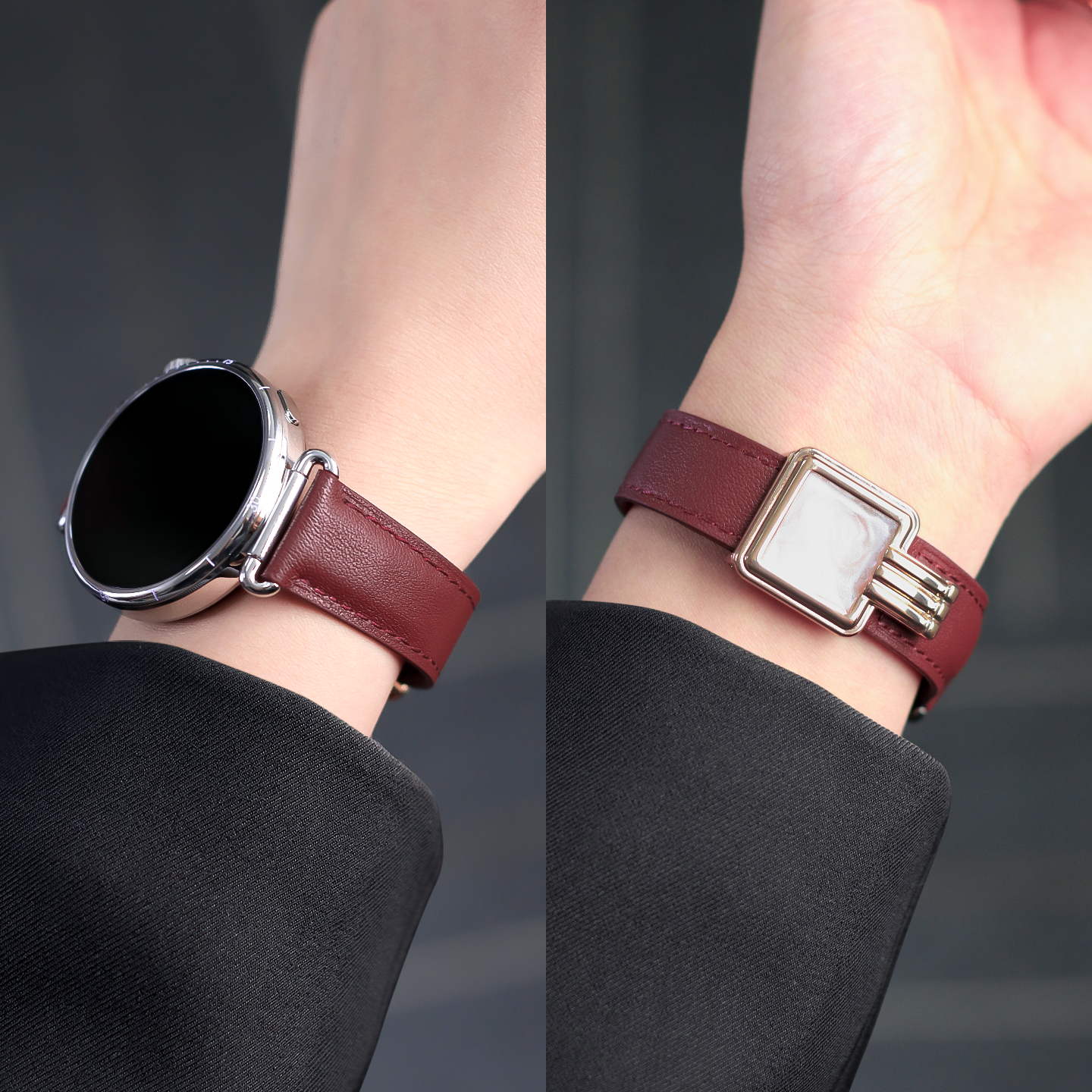 玫瑰故事适用小米手表S4表带真皮磁吸扣watchs3替换女款S4sport智能color运动版S2腕带皮质嘿喽haylou配件