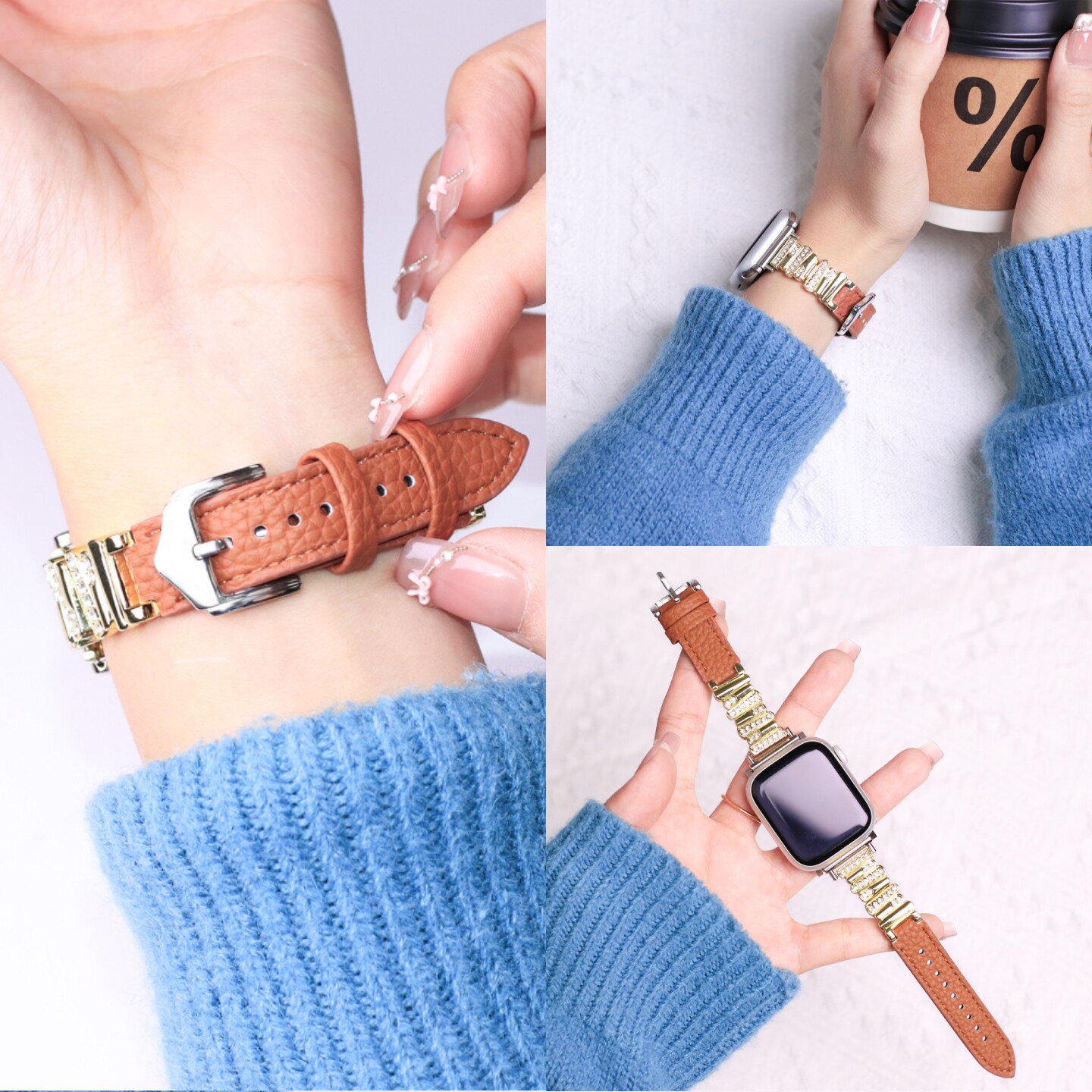 适用苹果iwatch11表带皮质新款苹果手表s9腕带女生秋冬se皮革applewatch10智能8/7运动Ultra3高级感kt猫配件