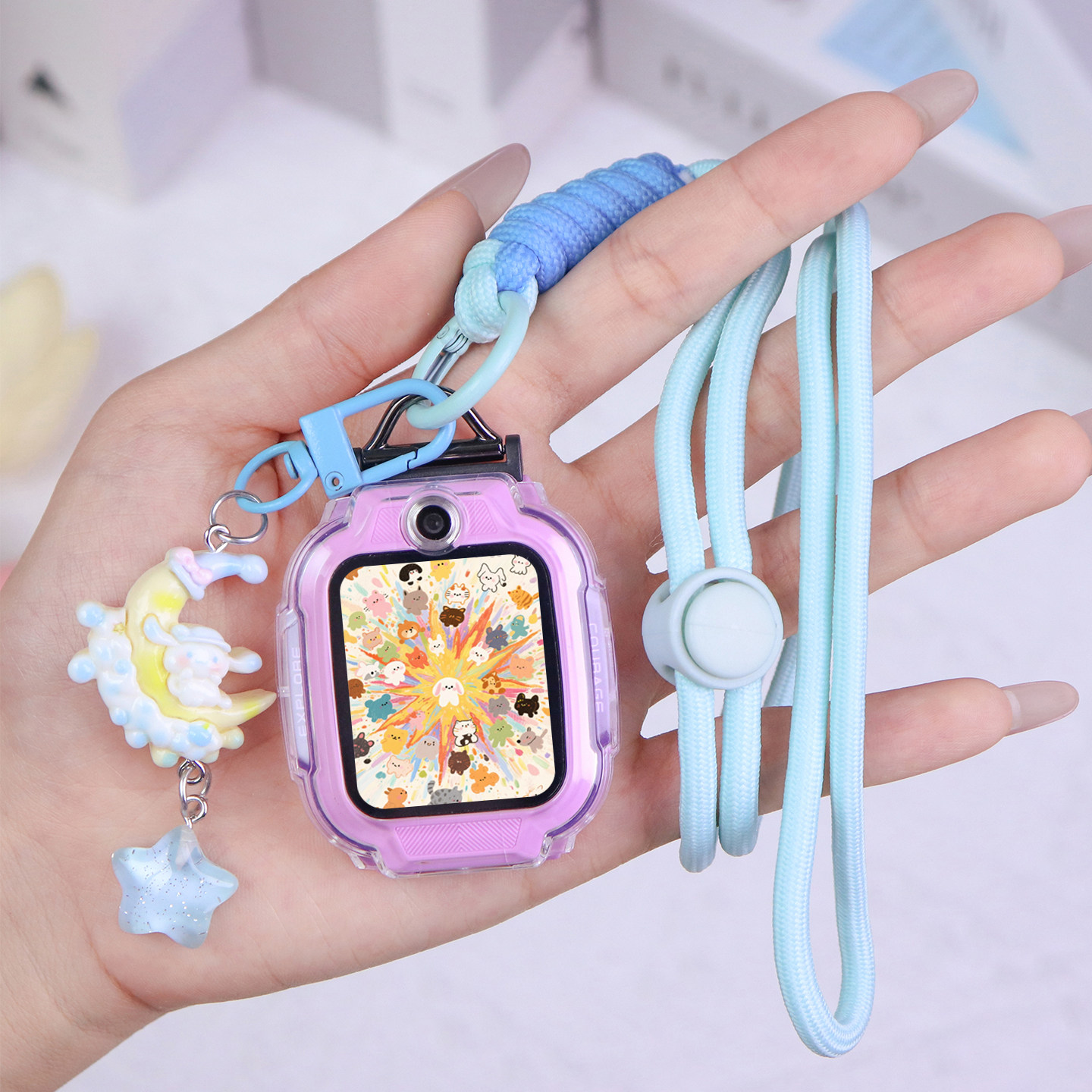 通用儿童手表15/17/20mm挂绳小米米兔儿童电话手表7/7X保护壳Redmi保护套5C/6C/C7A小寻T6Pro挂脖套yes3c配件