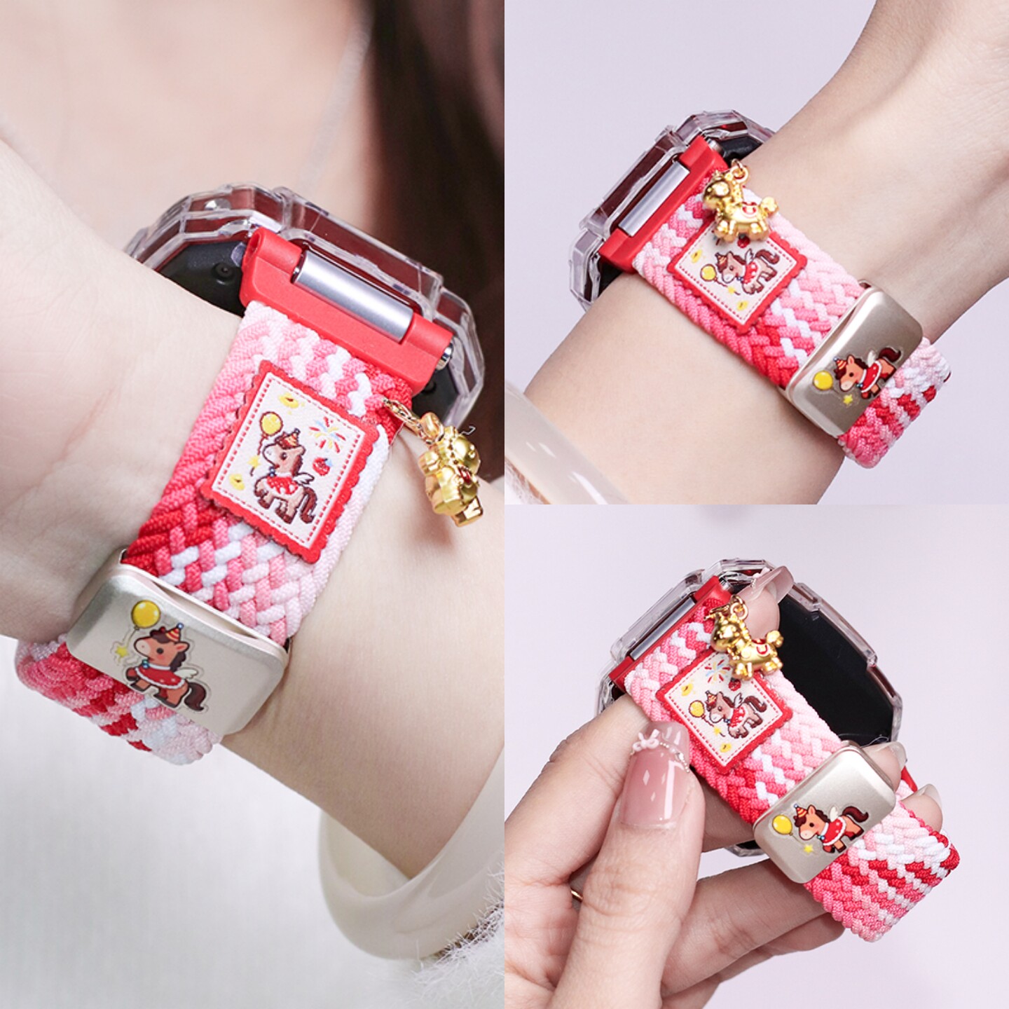 适用华为儿童电话手表5PRO表带编织卡通马年5X/5XPRO保护壳4PRO磁吸扣华为5保护套5新耀版3PRO表套5活力配件