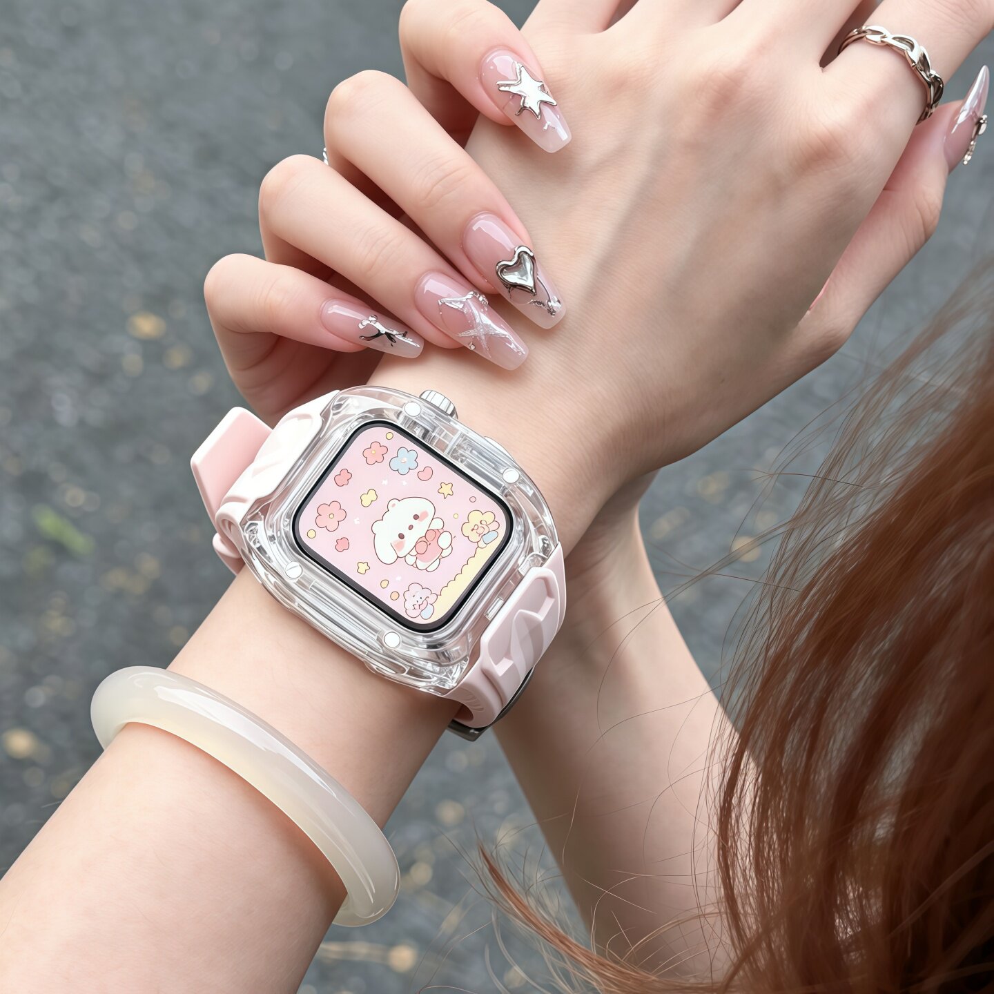 适用苹果手表s11表带理查德风透明冰川applewatchultra腕带改装兰博s10保护套一体s9/se/s8外壳男女生TPU配件