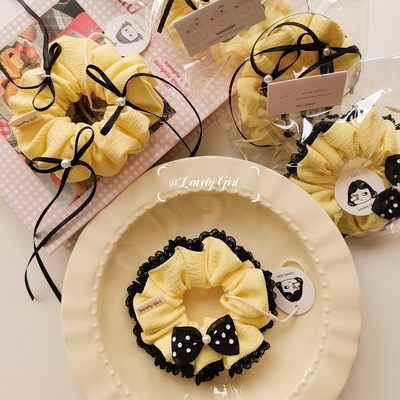 甜甜圈～Lovely Girl自制韩系ins肠圈女高丸子发饰后脑勺皮筋头绳