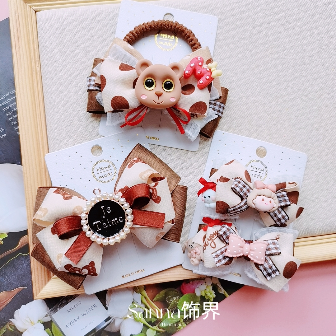 手作巧克力蝴蝶结发饰