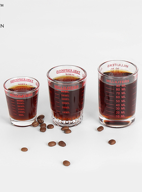 玻璃盎司杯意式浓缩咖啡杯安士量杯带刻度杯子30/60/90ml玻璃杯