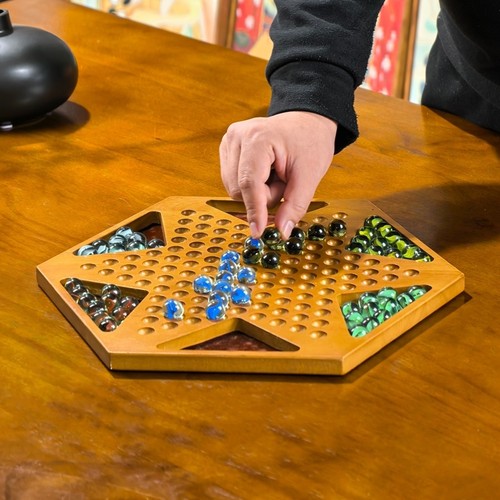 实木跳棋高档玻璃球跳跳棋