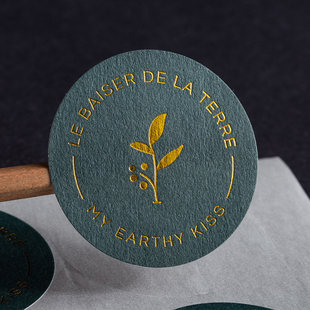 特种纸不干胶烫金贴纸定制激凸立体粗糙纹理广告宣传logo二维码商