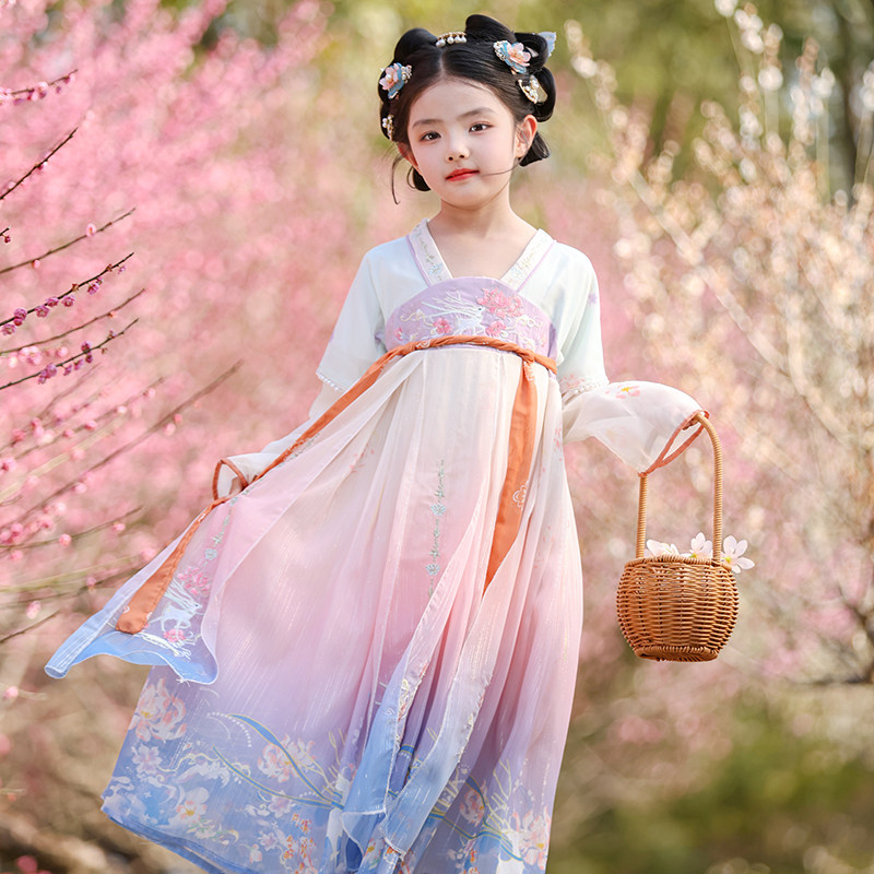 女童春秋款汉服国风超仙连衣襦裙