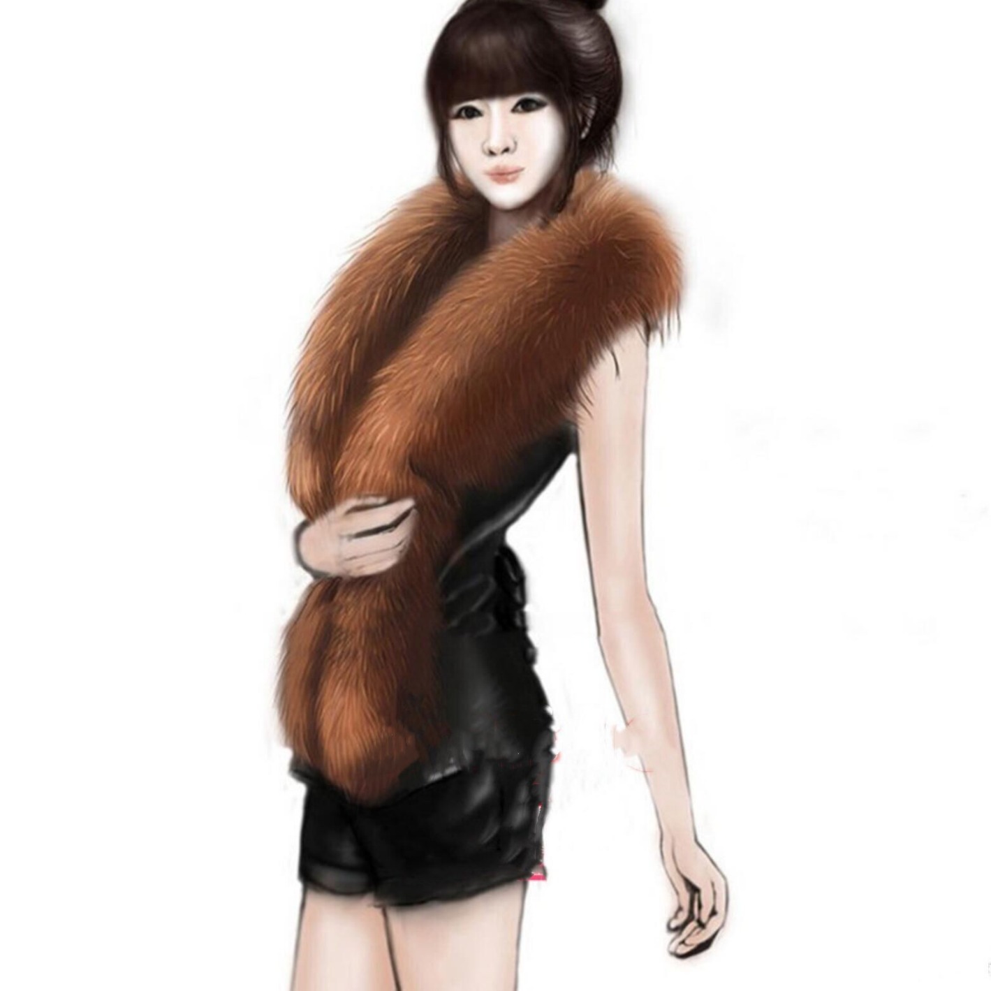 大码仿皮草马甲 仿皮草成人马夹仿狐狸毛领pu马甲现货