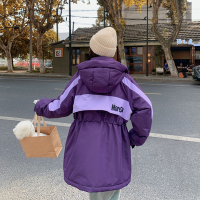 派克冲锋衣羽绒服女加大码胖mm200斤中长款新款收腰连帽外套