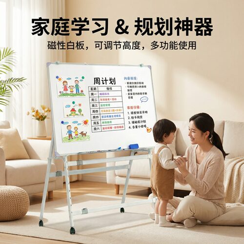 易博磁性可折叠支架双面可擦黑板