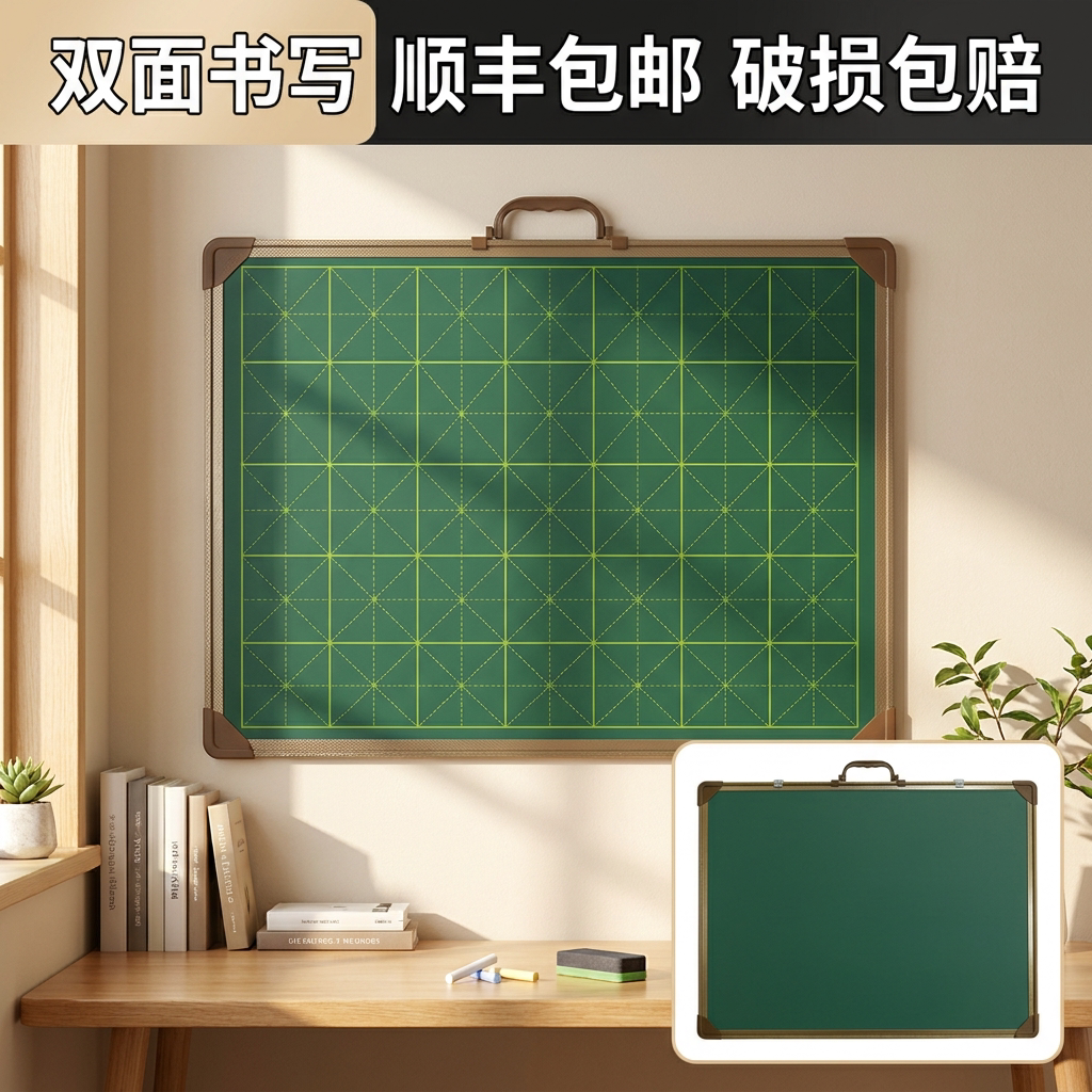 易博田字格小黑板双面磁性教学培训教师用师范生办公挂式挂壁拼音墙贴大黑板家用儿童涂鸦画板练粉笔字绿板