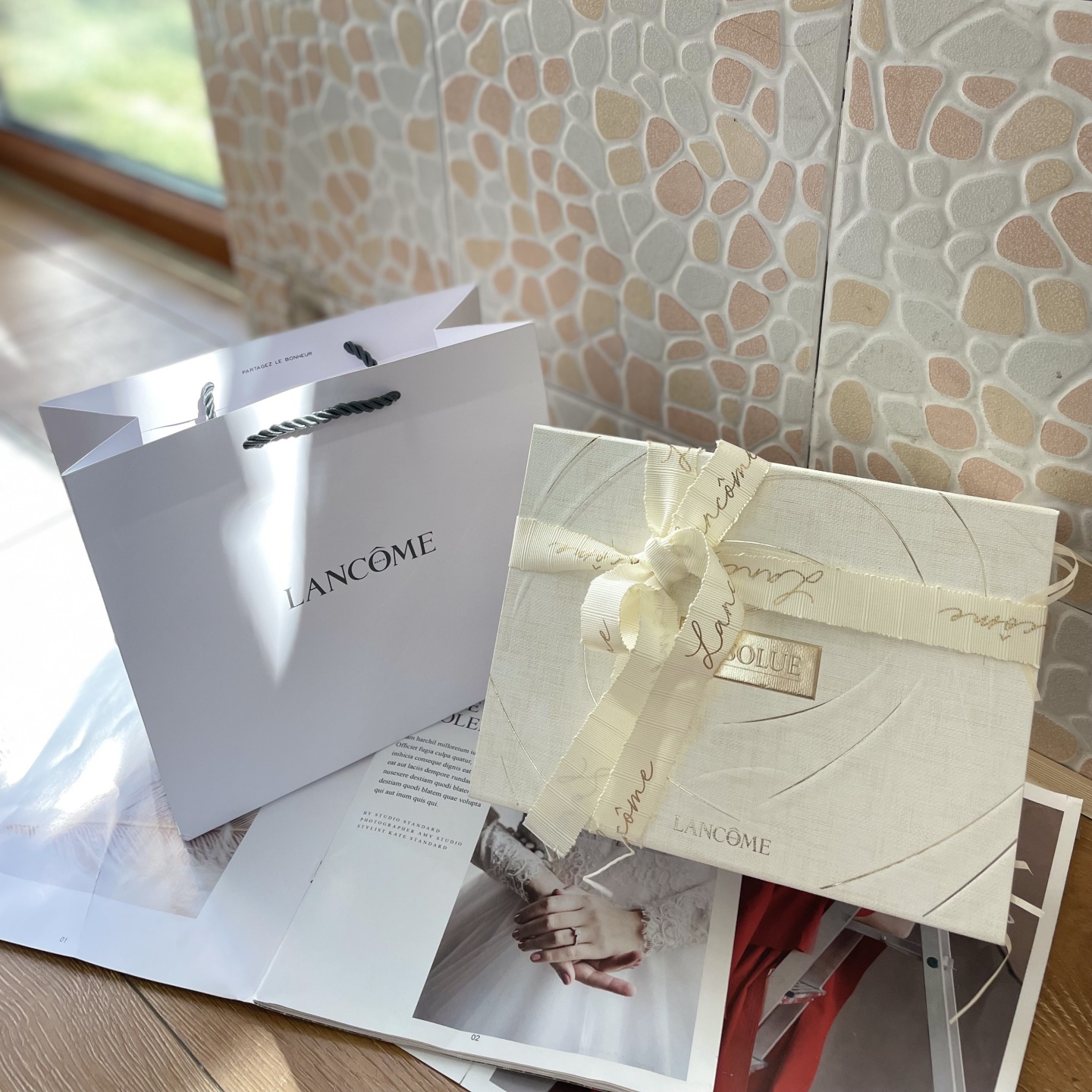 专柜正品兰蔻菁纯空包装礼盒粉水护肤品精华化妆品包装纸盒手提袋