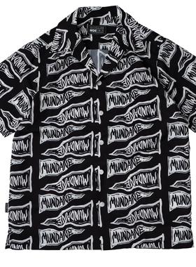 MUNDANE (MDE) 原创旗帜图案满印垂感凉感夏威夷古巴领衬衫