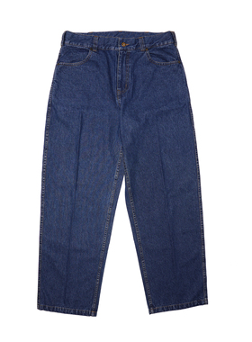 MUNDANE(MDE) 复古深蓝色直筒洗水宽松丹宁牛仔裤男 休闲长裤