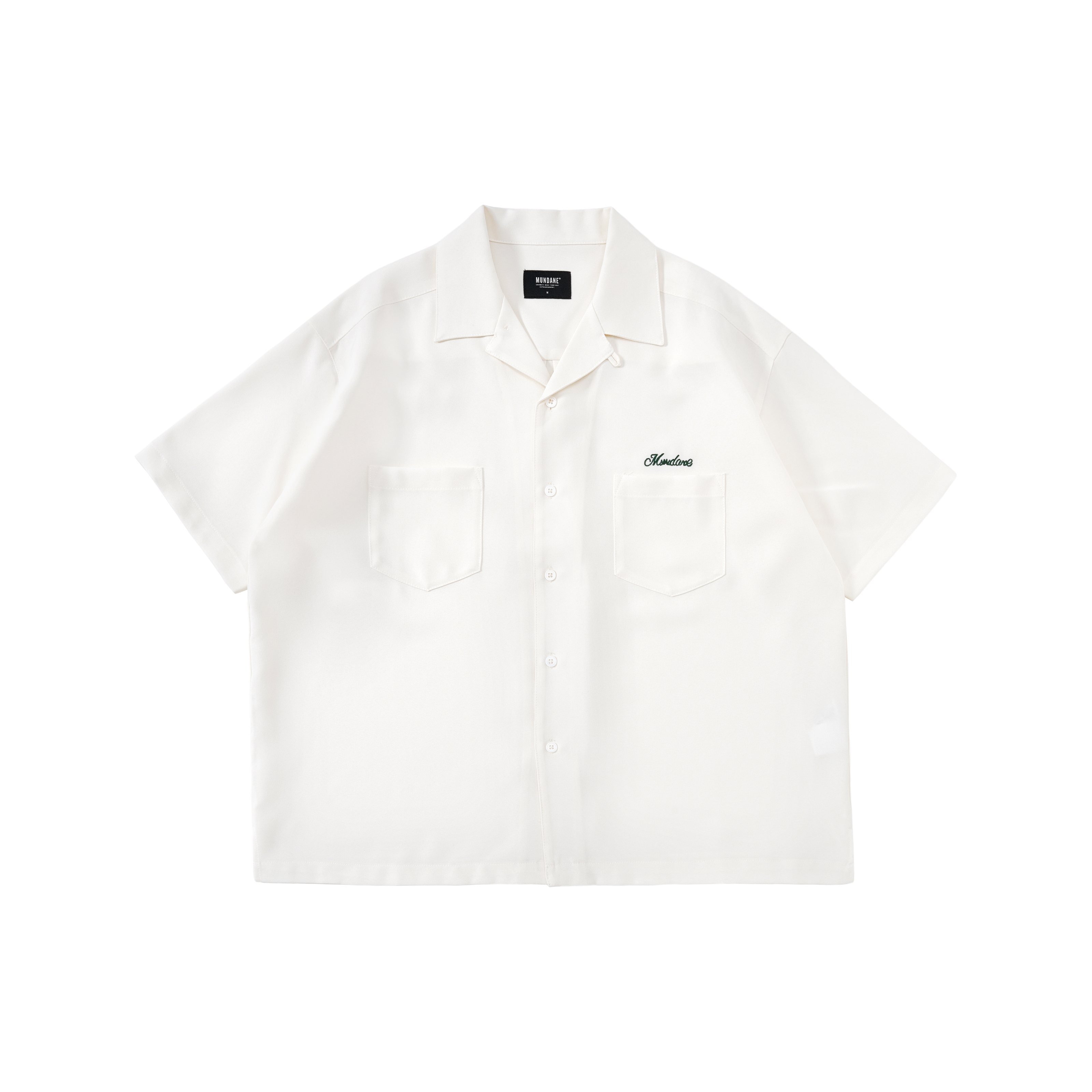 MUNDANE 25SS仿羊毛短袖衬衫 短宽廓形刺绣ALOHA