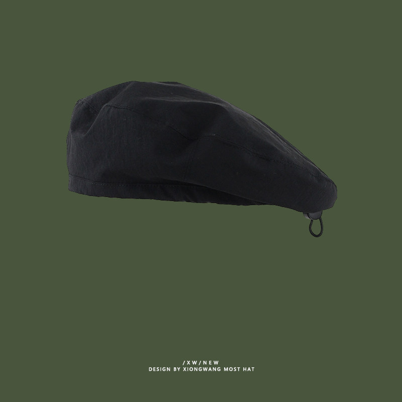 韩国小姐姐纯色贝雷帽简约气质男女同款画家帽子平顶夏天透气蓓蕾