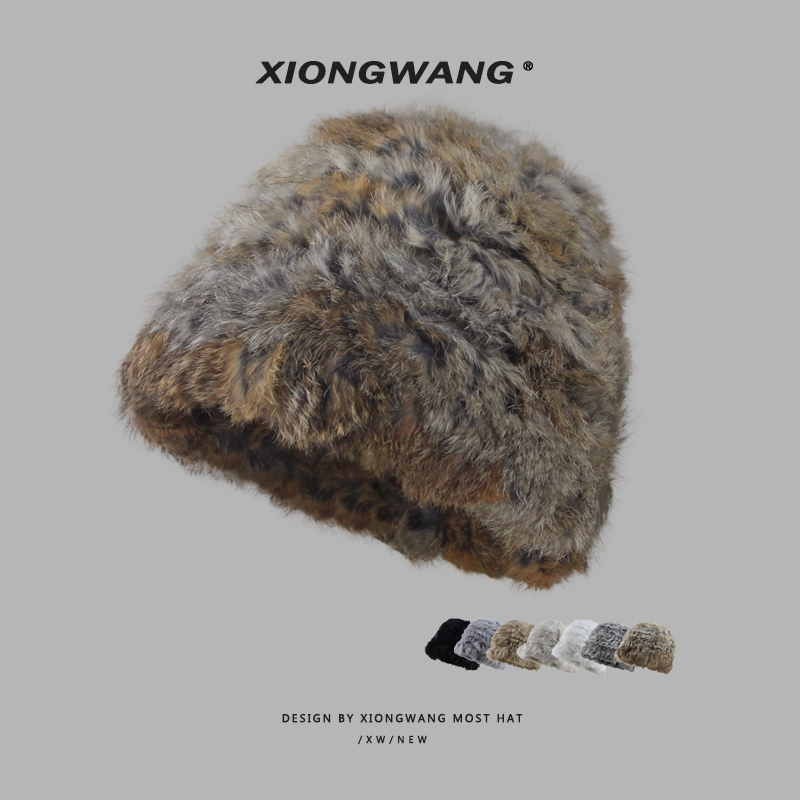 手工獭皮草帽子女秋冬免毛渔夫帽