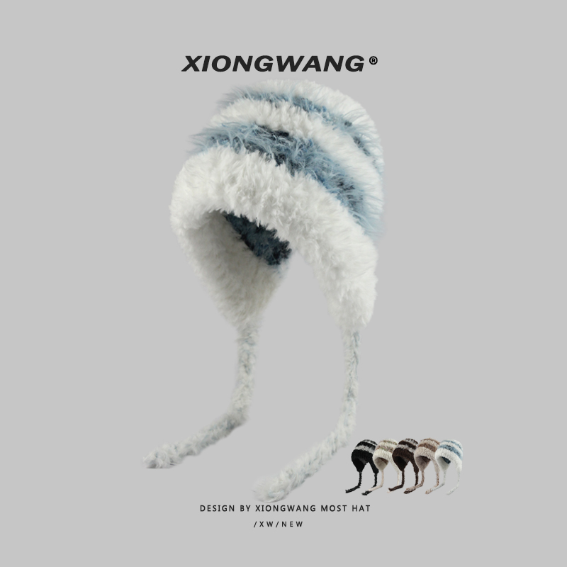 大头围毛绒绒护耳帽秋冬保暖