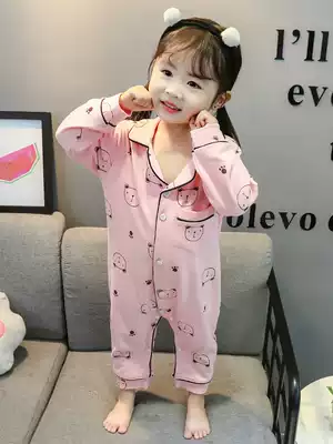 Children's pajamas spring and autumn cotton jumpsuit autumn long sleeve baby one year old girl baby girl thin cute super cute
