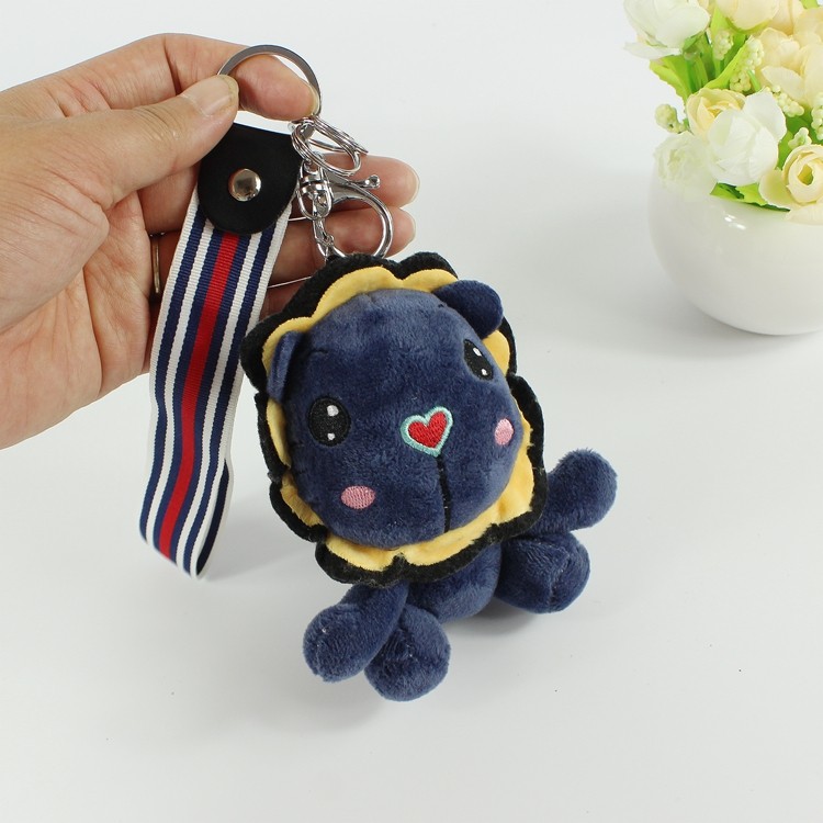 新品钥匙扣女可爱创意个性毛绒卡通七彩狮子汽车钥匙链包包挂件挂