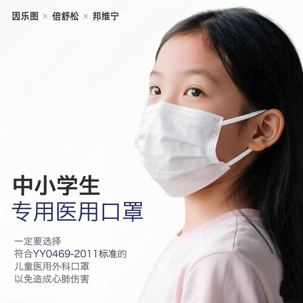 医用外科儿童口罩一次性彩色耳绳2到5岁学生6到15岁男女孩独立装