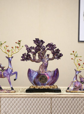 新中式红色大小梅花鹿摆件