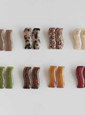 韩系设计别致醋酸前额夹曲线火柴侧边刘海碎发夹系复古鸭嘴夹对夹